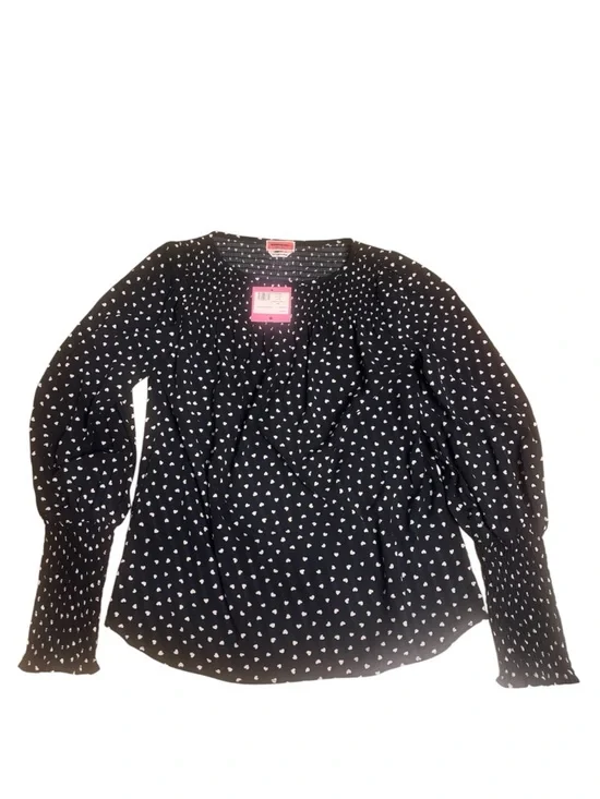 Kate spade Black Heart-Print Long Sleeve Blouse - Women - Picture 1 of 4
